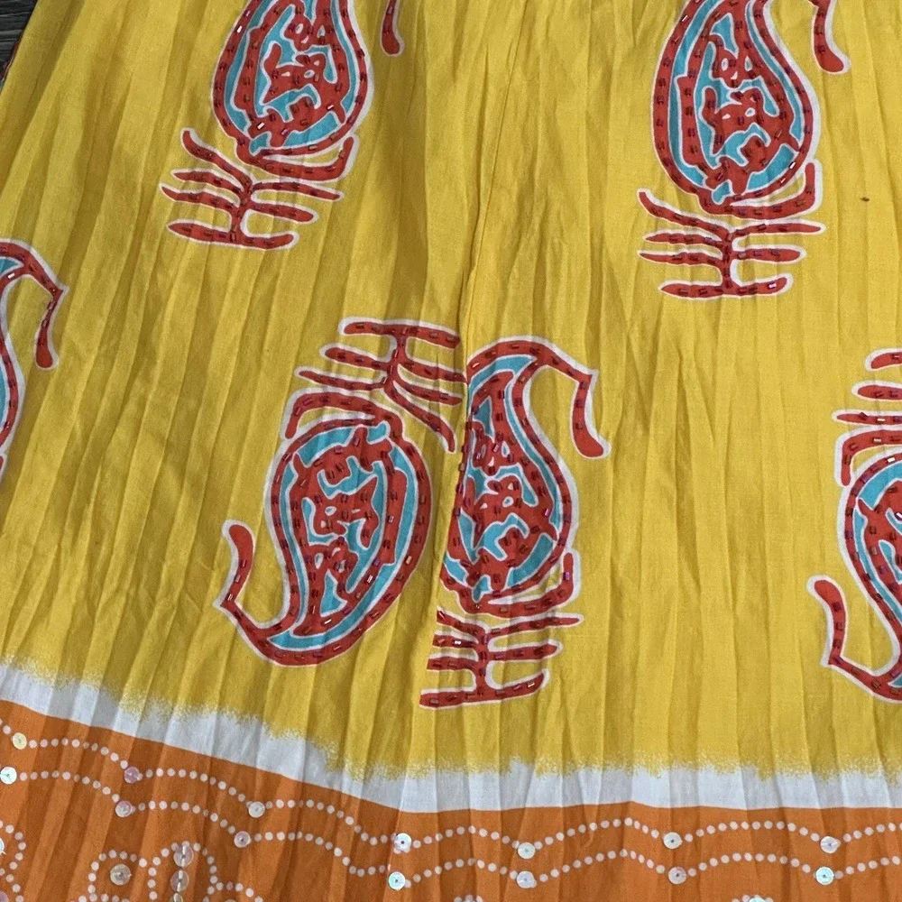 Nygard Womens Maxi Skirt Sequin Beaded Tropical Art To Wear Size 16 Vacation